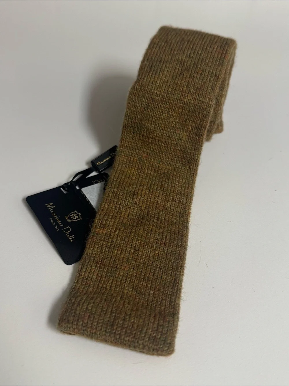 Massimo Dutti Men's Knit Tie in Olive Brown